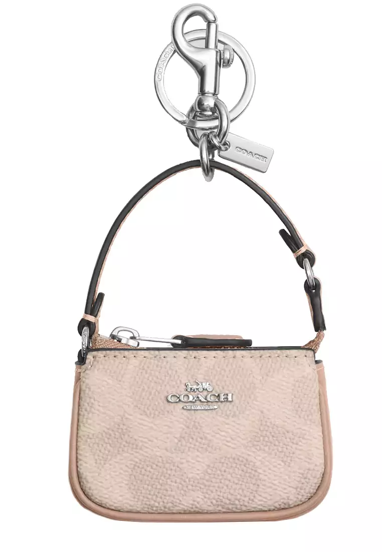 Mini Nolita Bag Charm In Signature Canvas in Sand/ Taupe CX067