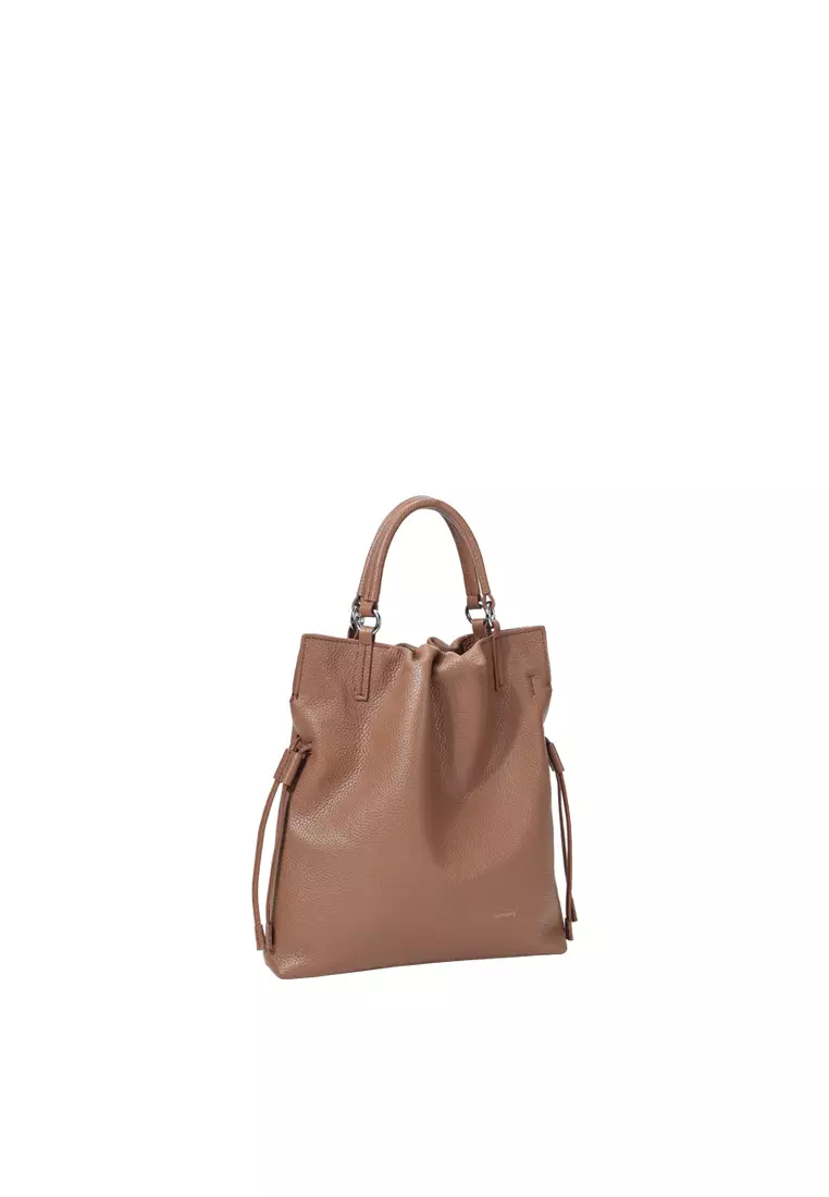 GEORGIANA Small Ruched Shoulder Bag - Caramel
