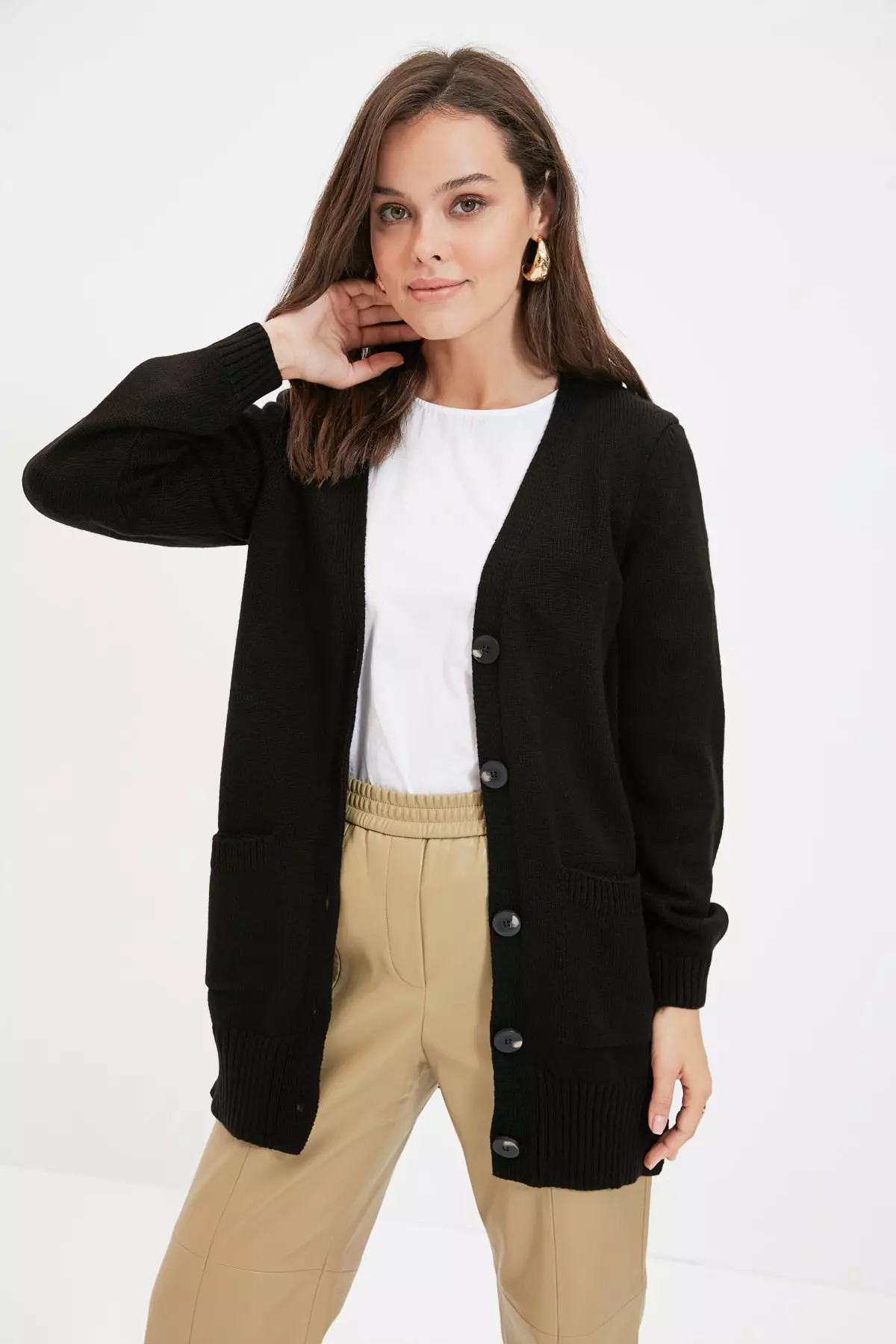 Black boyfriend cardigan outlet with pockets