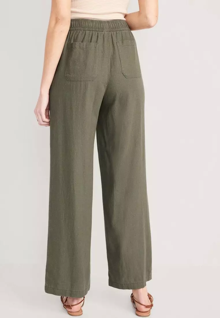 Buy Old Navy High-Waisted Linen-Blend Wide-Leg Pants for Women 2024 ...