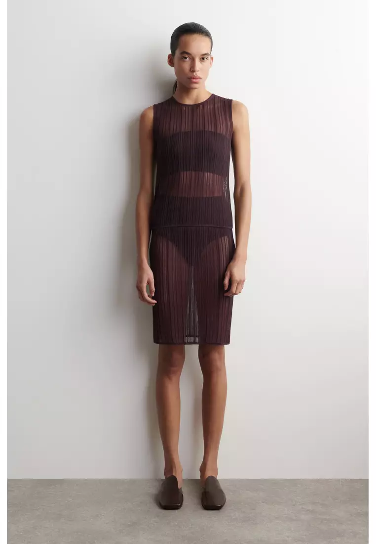 SHEER LACE-KNIT SKIRT