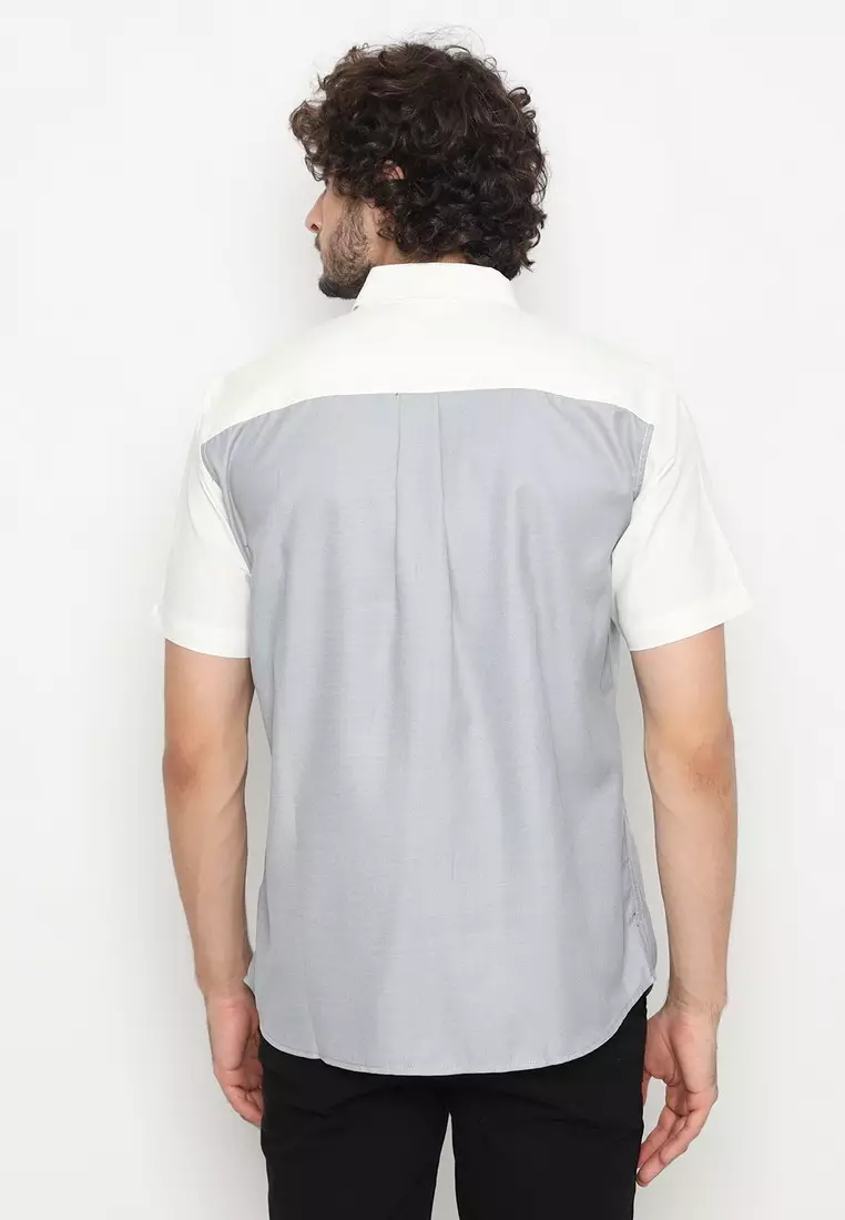 RBJ Kemeja Polos Kombi Abu Regular Fit Pria