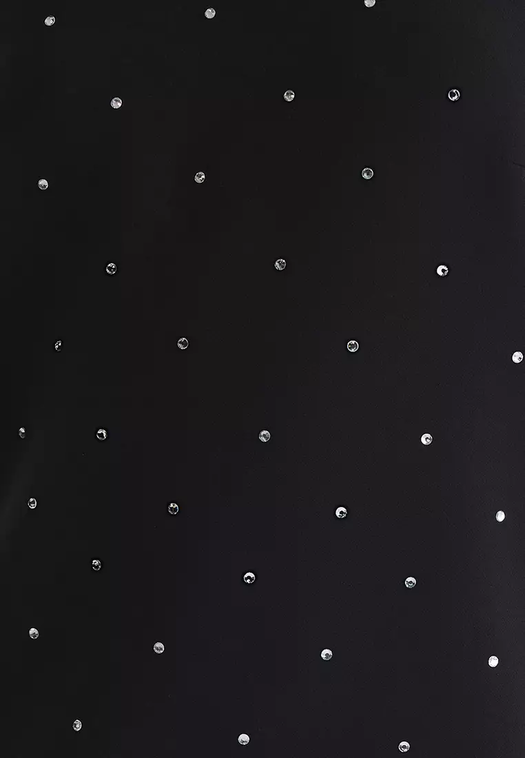 Black Shiny Stone Printed Super Mini Evening Prom Dress TPRAW25EL00192