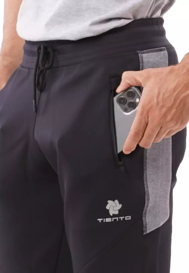 Tiento Celana Joger Panjang Olahraga Hitam Jogger Long Pants Sporty Turbo Scuba Black Men