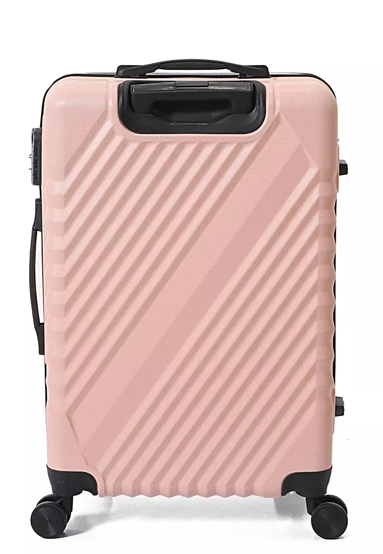 Isvara Tas Koper One Set Unisex Large Compartment Suitcase Number Code Locking Material Fiber ABS ORIGINAL - Pink Tua