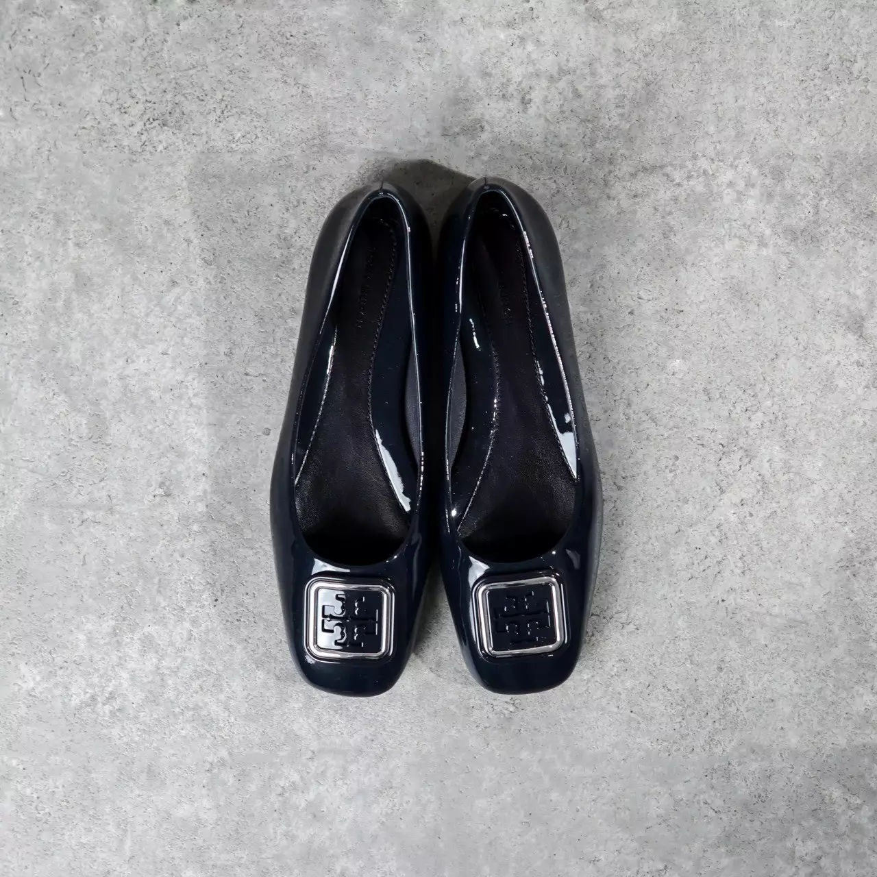 Sepatu TORY BURCH GEORGIA BALLET SHW BLACK PATENT LEATHER FLAT SHOES 100% ORIGINAL