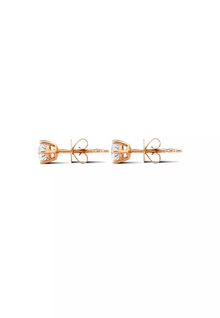 0.70ct TDW Round Lab Grown Diamond Prong Studs Earrings in 18K Yellow Gold D/E-VVS/VS