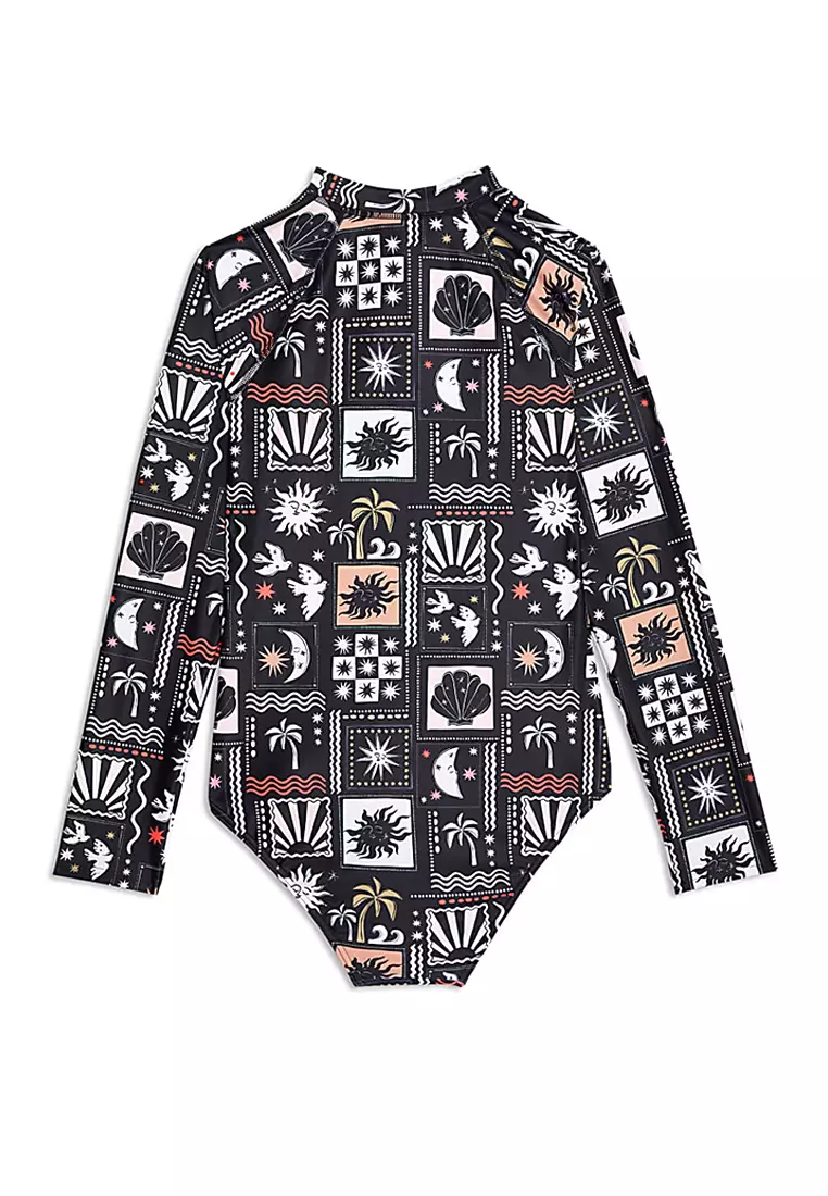 Printed Long Sleeve Swimsuit