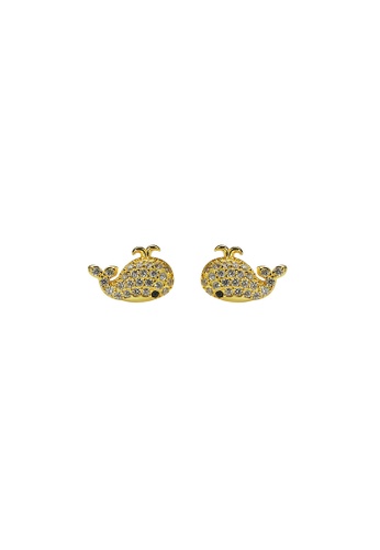 ZITIQUE gold Women's Diamond Embedded Whale Earrings - Gold 77CC2AC33DB5BDGS_1