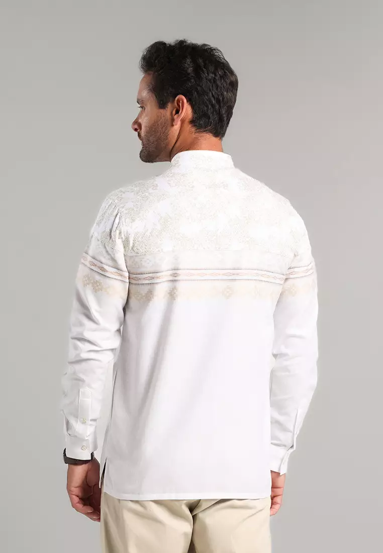 MOC x Habib Jafar Kemeja Koko Lengan Panjang Pria Habil - White