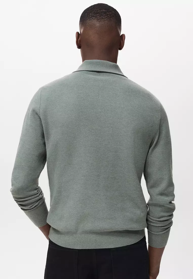 Microstructure Sweater With Zipper Collar