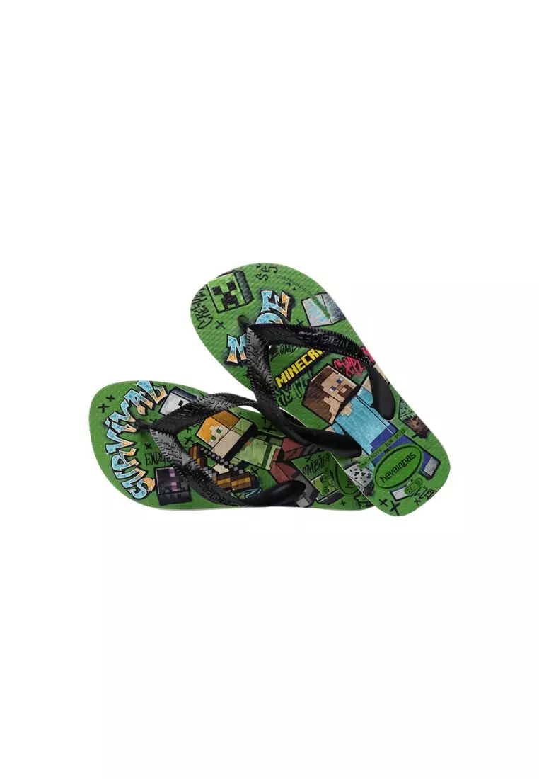 Kids Minecraft Flip Flops - Beige