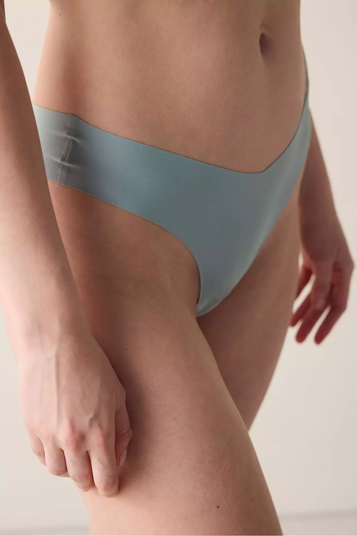 Laser Cut Shape Gray Brazilian Panties