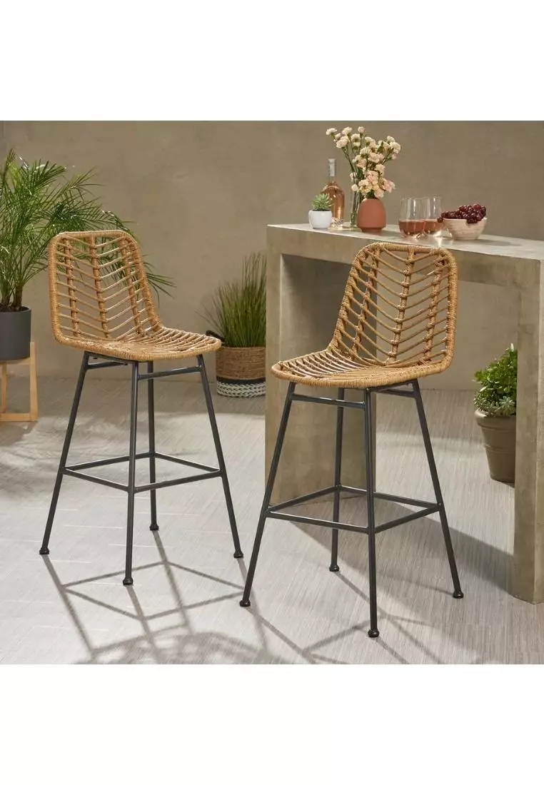 Buy FURNY MATTER Jessie Outdoor Wicker Barstools (Set of 2) Online ZALORA Malaysia