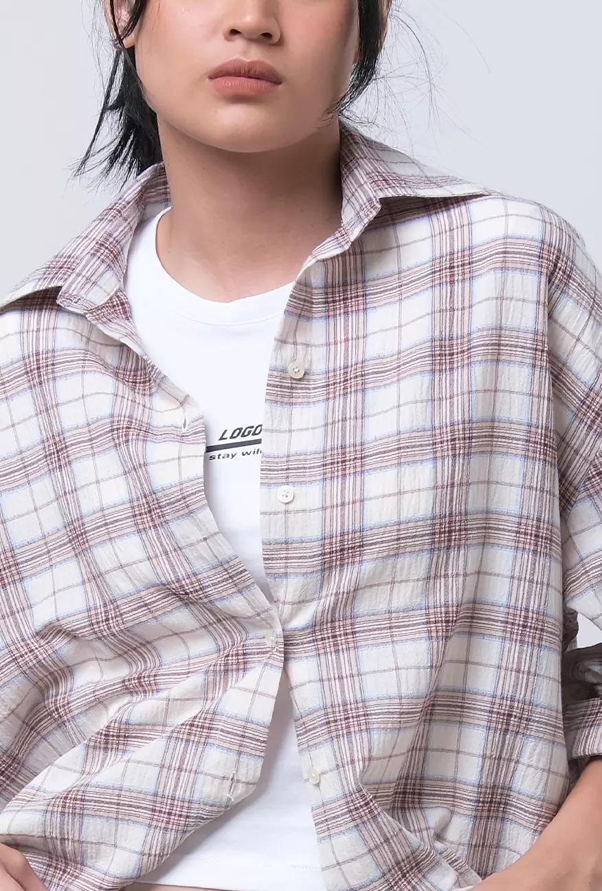 Kemeja Wanita Ailany Cream Brown