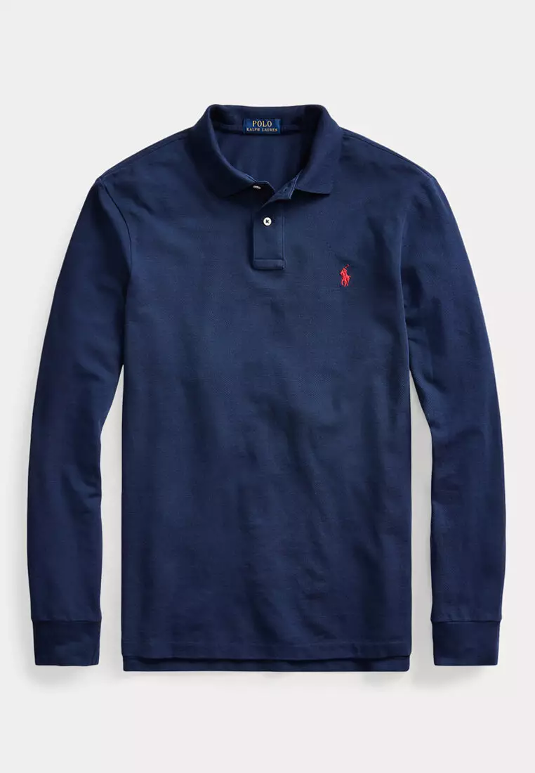 Custom Slim Fit Long Sleeve Polo Shirt