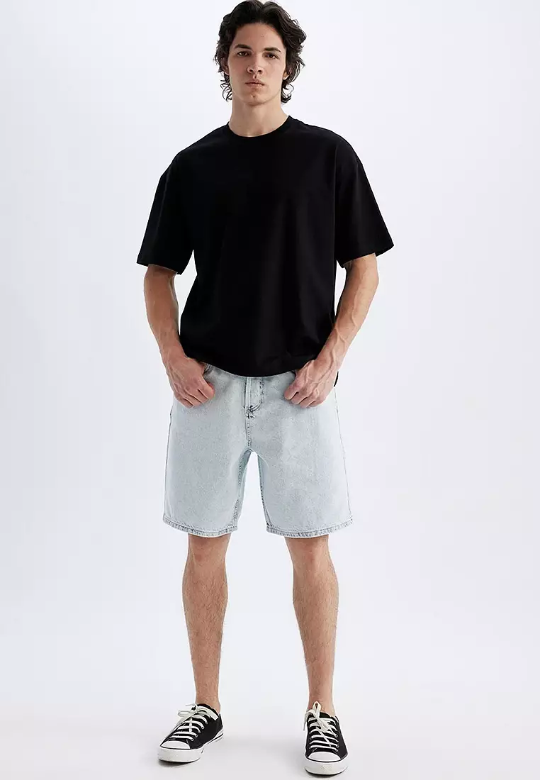 Straight Fit Jean Bermuda Shorts