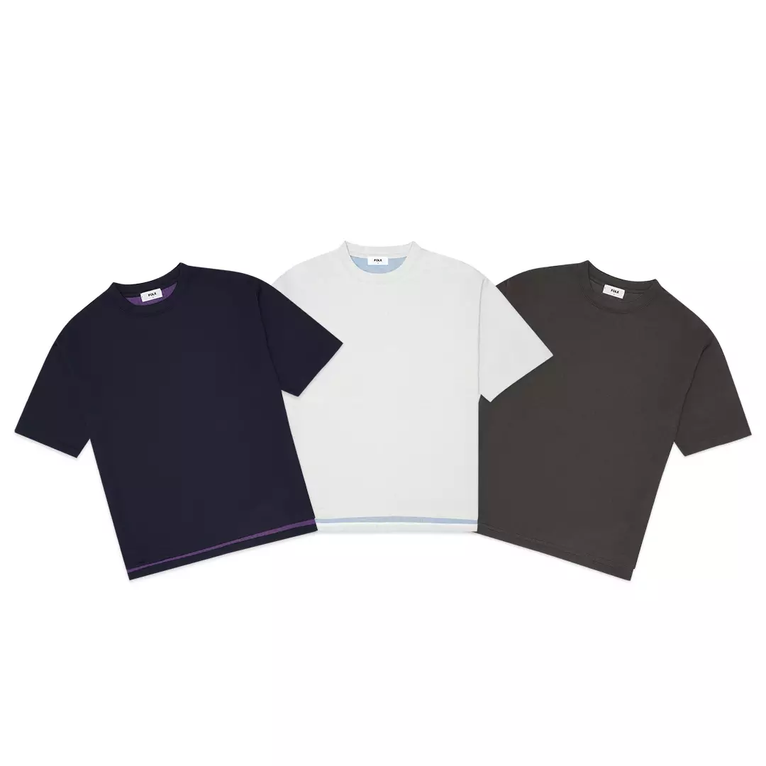 Double Jersey Contrasting Color T-Shirt Light Grey