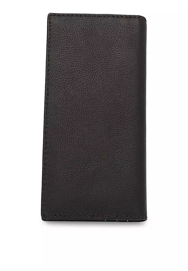 Genuine Leather RFID Long Wallet - Brown