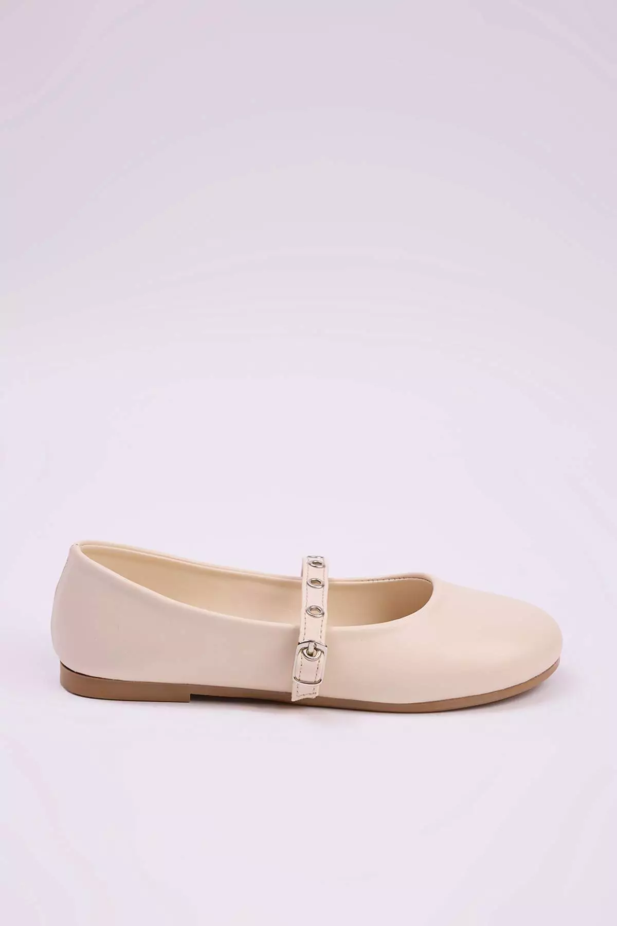 Cream Accessory Tape Detailed Big/Small Girls Kids Mary Jane Ballerina Takaw26Be00001
