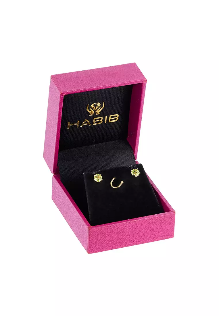 HABIB Green Peridot Gemstone Stud Earrings
