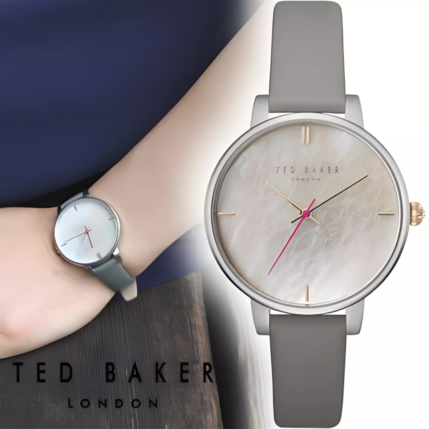 TED BAKER Kate - Women's Watch - Grey Stainless Case - Grey Leather Strap - TE15162002