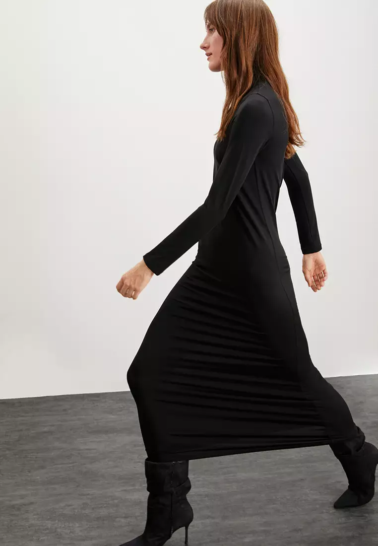 Sapphire Turtleneck Long Sleeve Slim Fit Dress