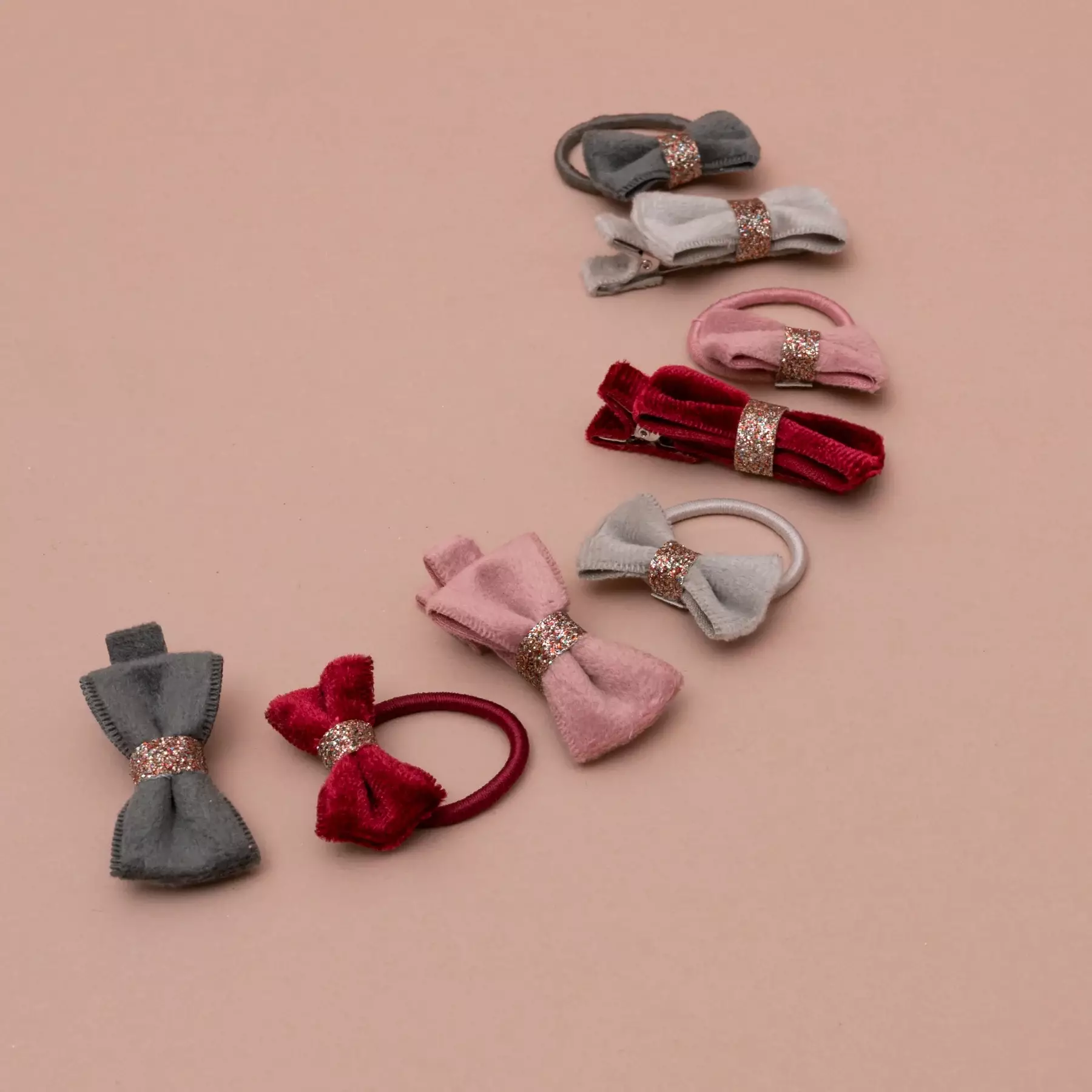 Mimi & Lula Christmas Velvet Bow Clips - Jepitan Rambut Anak Perempuan (Multi)