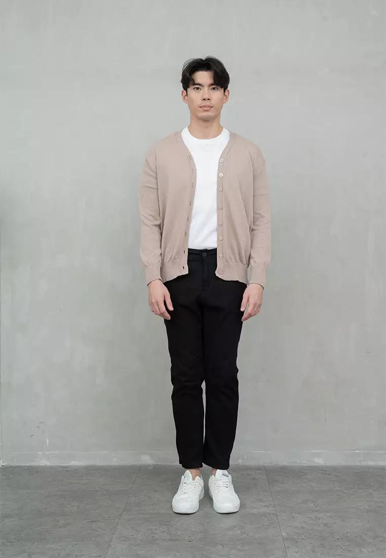 Cardigan Pria Oversize Sweater Korea Big Size Jumbo Krem