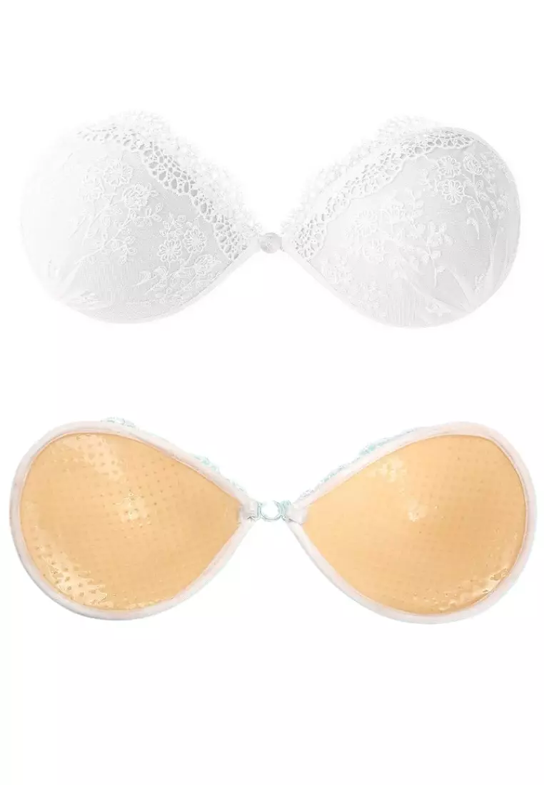 Buy Love Knot Lace Seamless Invisible Reusable Adhesive Thick Push Up Nubra  Stick On Bra (White Lace) in White 2024 Online