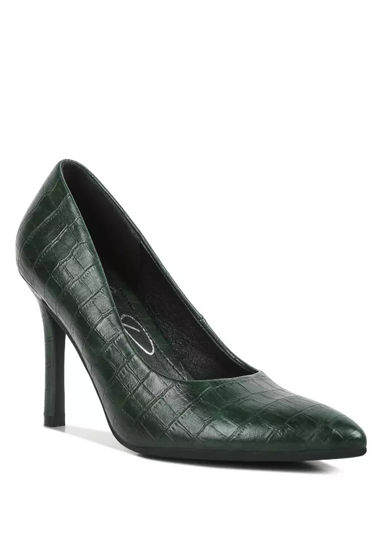 Green cheap crocodile heels