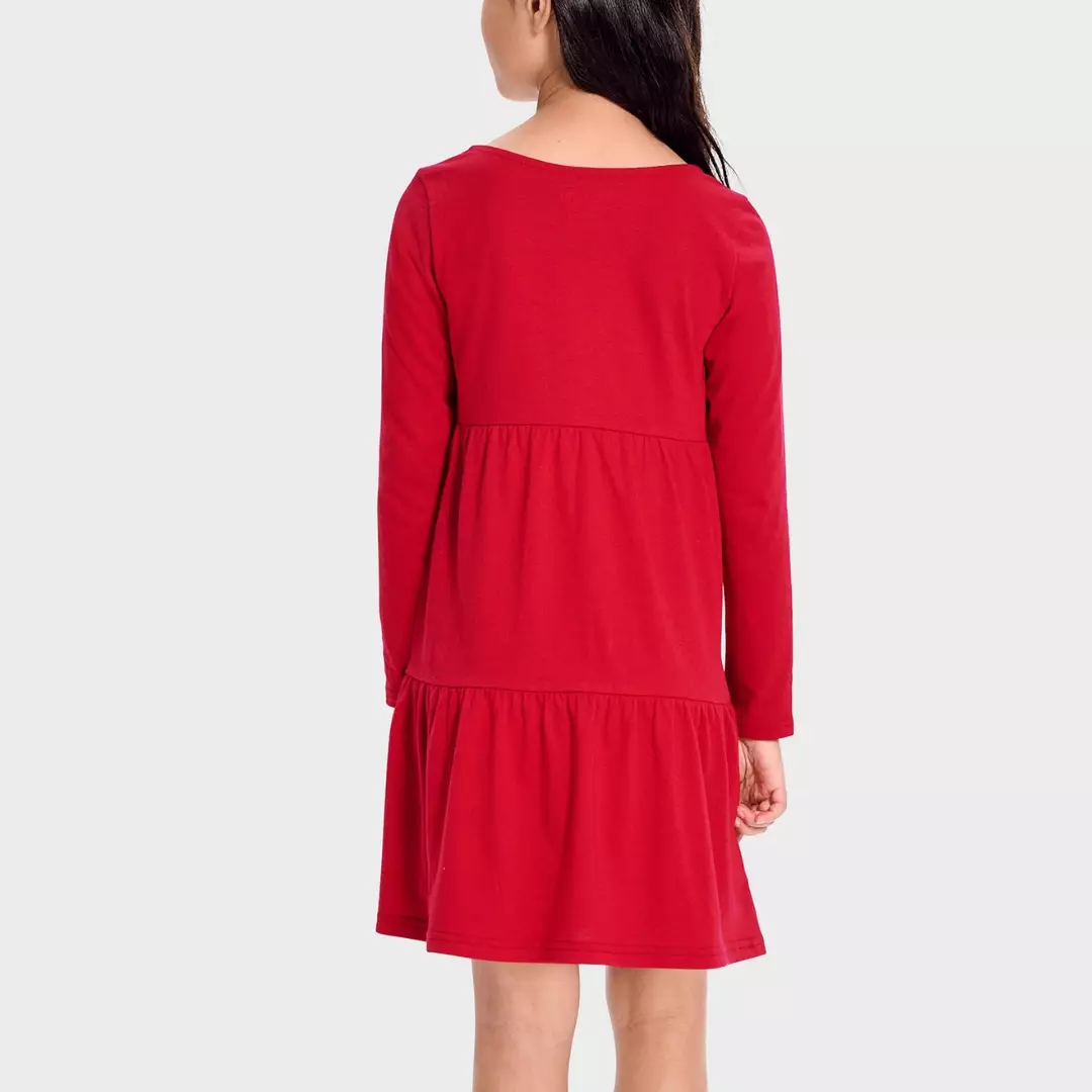 Girls Tiered Dress - Baju Anak Perempuan (Merah)