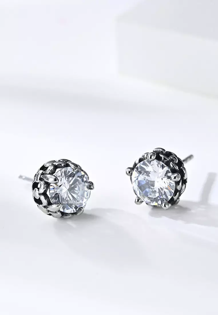 Unisex Titanium Steel Zircon Earrings JW QF-EH035
