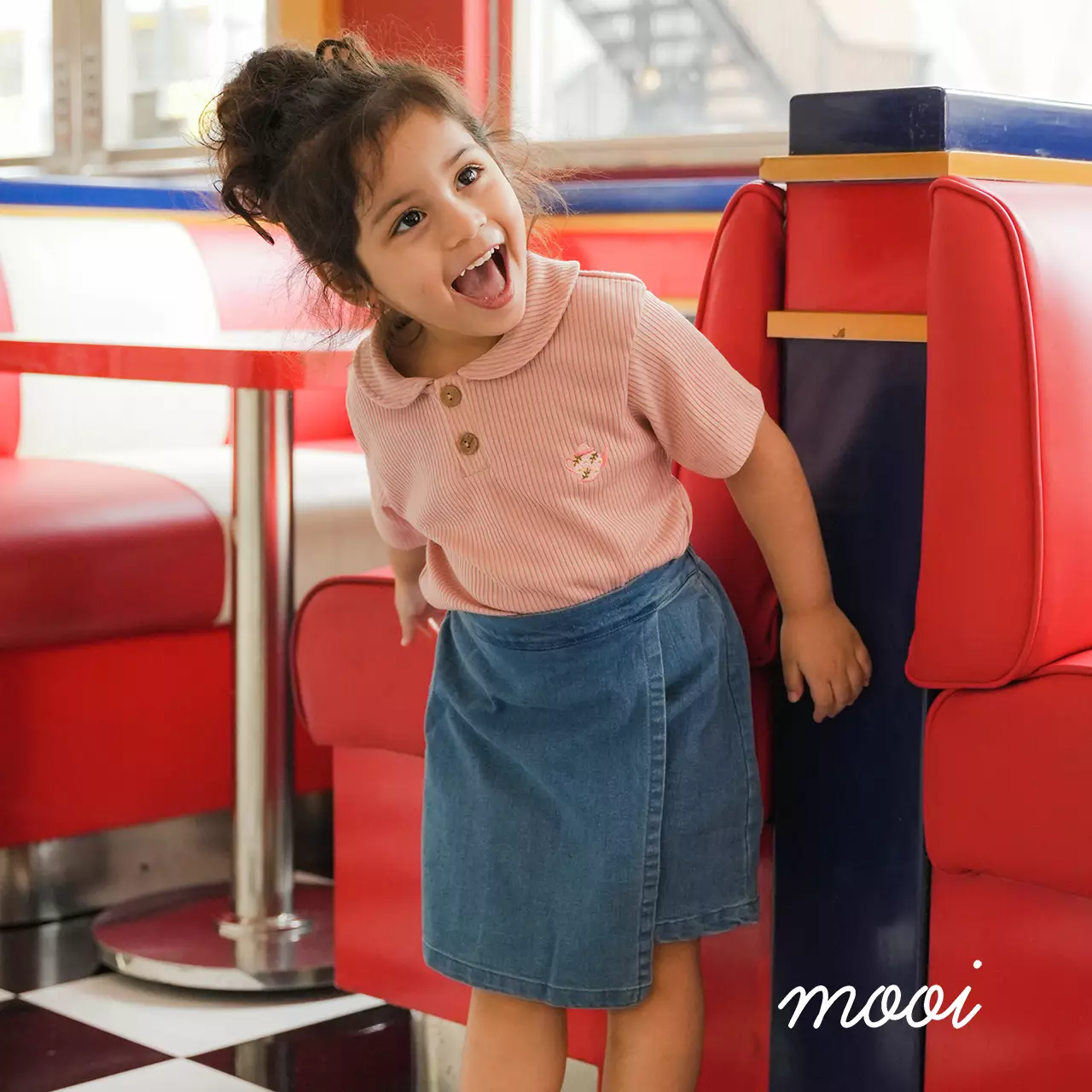 Mooi Rok Celana Skort Jeans Anak Chiara Denim Skort - Light Blue