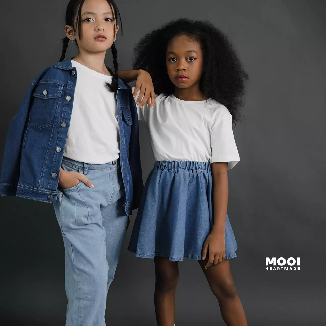 Mooi Rok Jeans Anak Perempuan Yerin Denim Skirt - Medium Blue