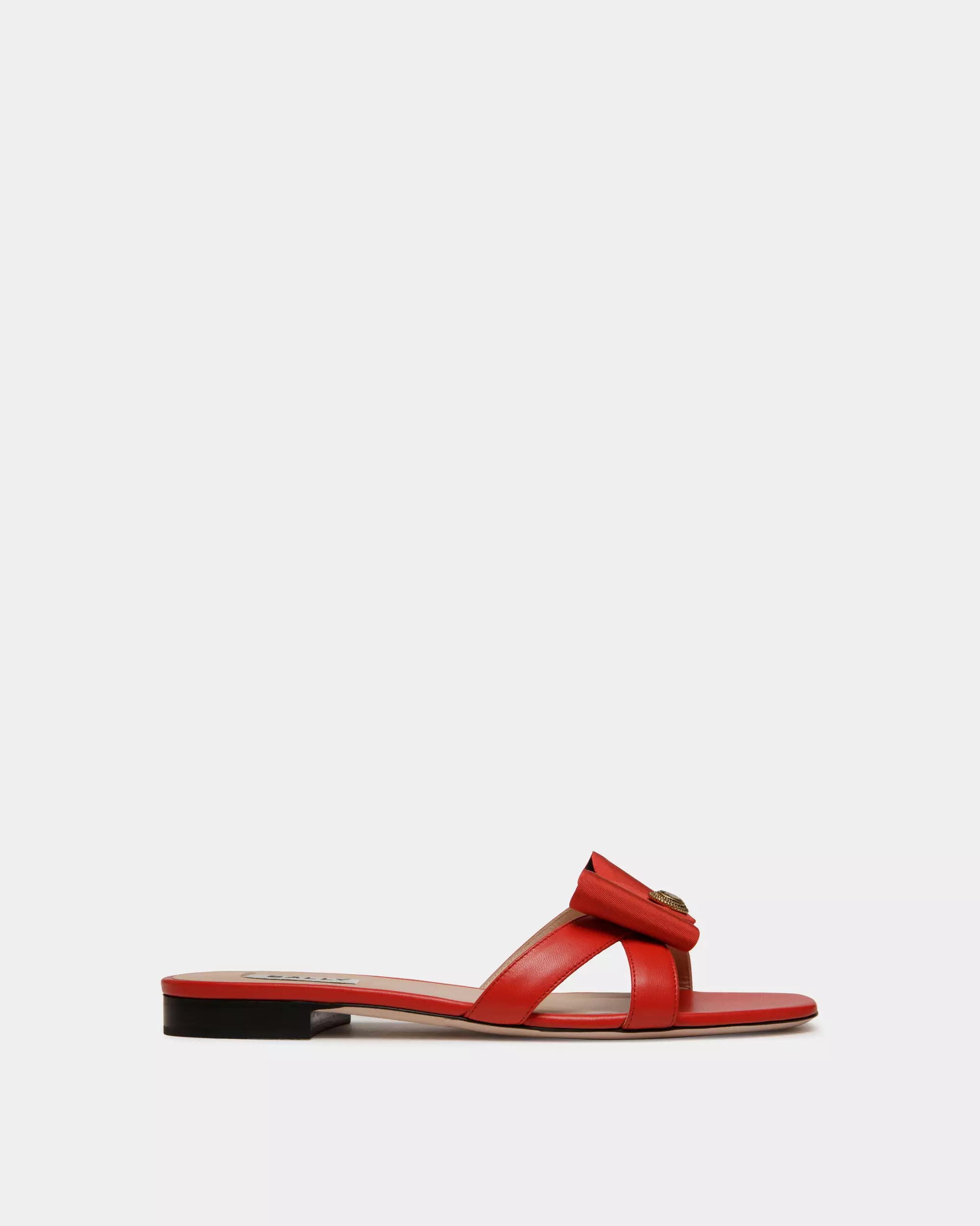 Bally Balyka-Bow Flat Leather Sandal - Red