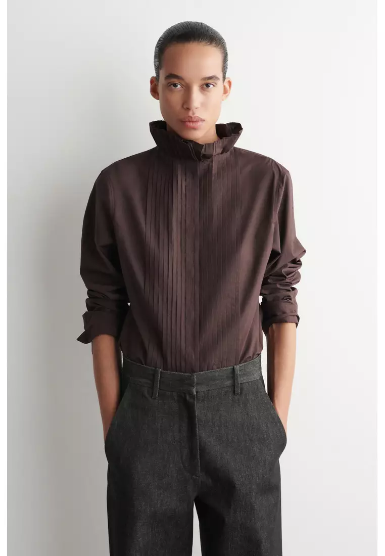 PINTUCKED COTTON BLOUSE
