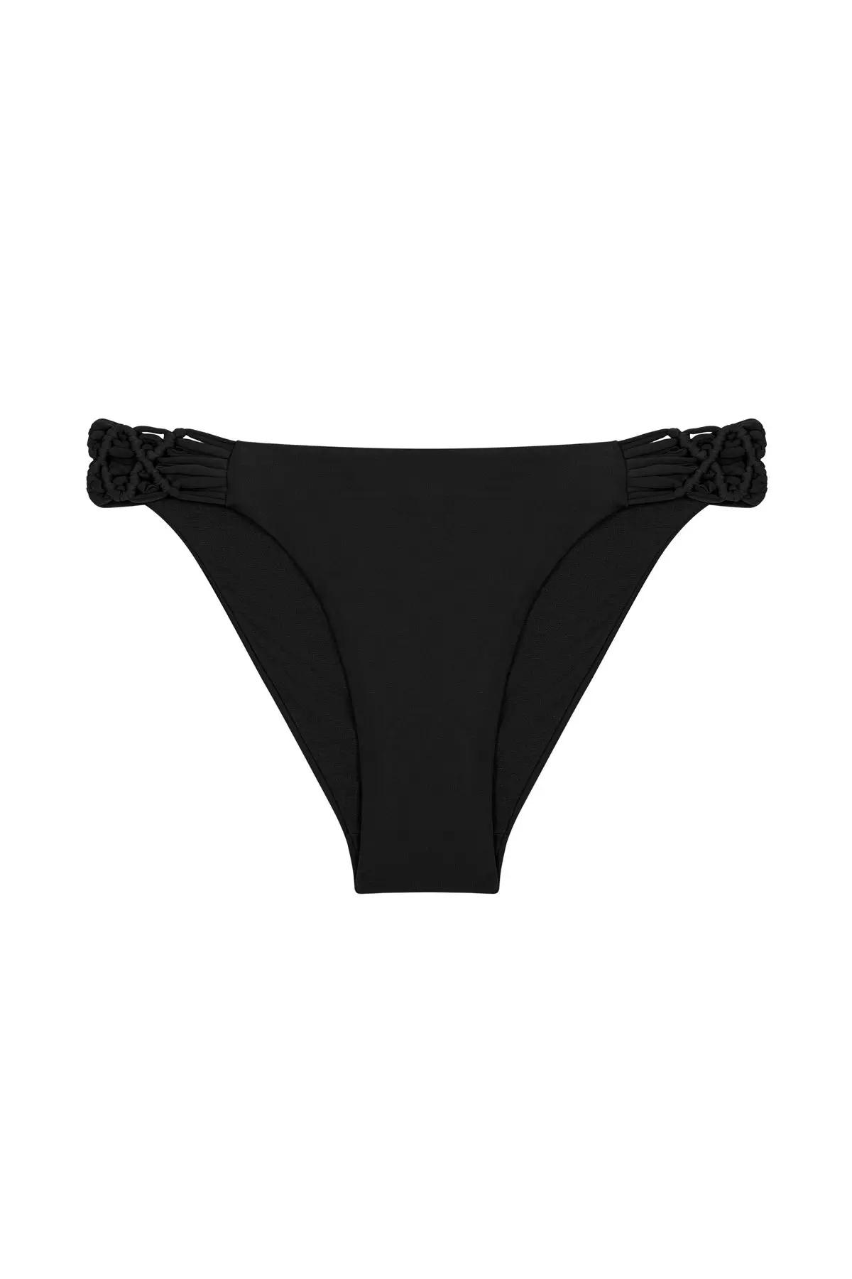 Black Basic Edges Macrame Detailed Bikini Bottom