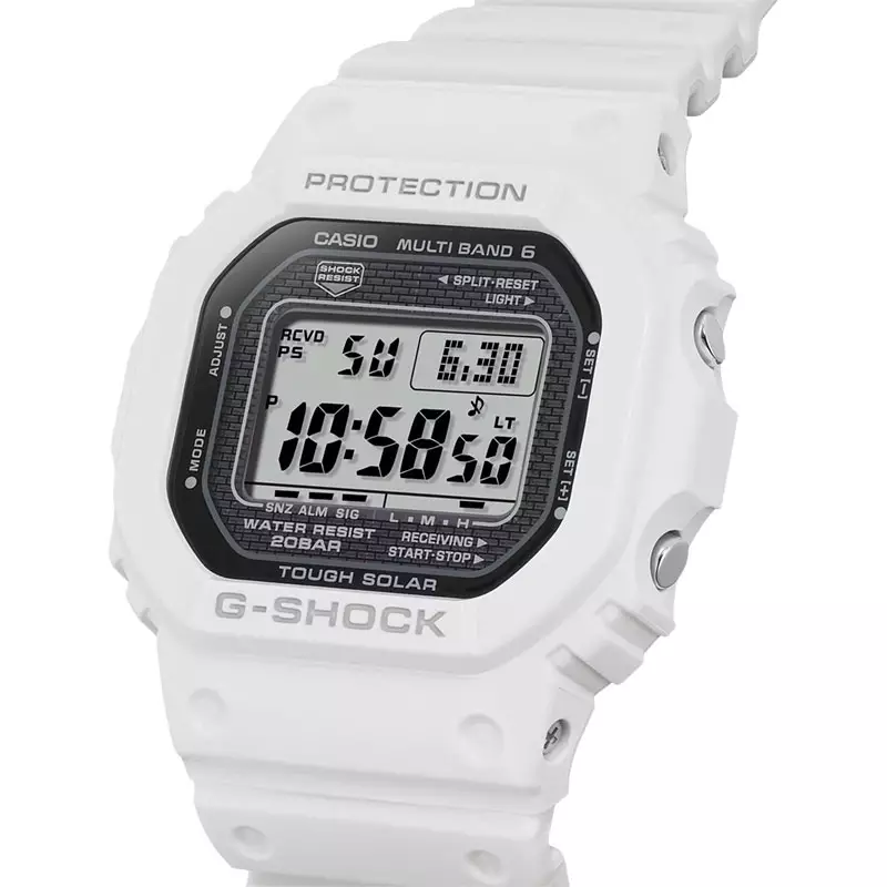 Jam Tangan Pria Casio G-Shock GW-5000HS-7DR Heritage Series Square Tough Solar Digital Dial White Resin Band