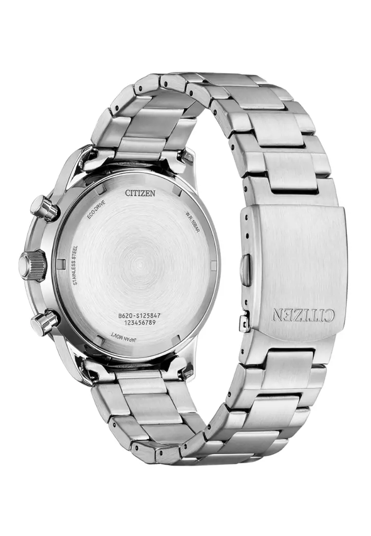 Citizen 西鉄城 Beginning Blue 系列時碼錶淺藍色錶盤不鏽鋼錶帶光动能簡約潮流休閑男士腕錶 CA4500-83M