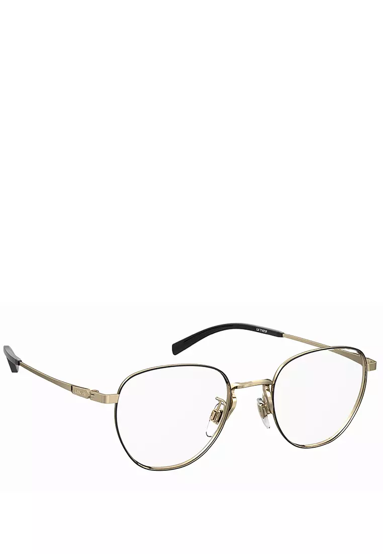 LEVI-S Optical glasses LV 7107/F-2M2, ROUND / OVAL Shape with BLACK GOLD Color