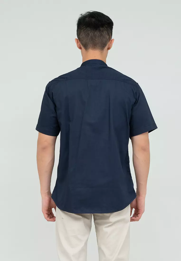 Houseofcuff Baju Koko Kemeja Lengan Pendek Pria Navy