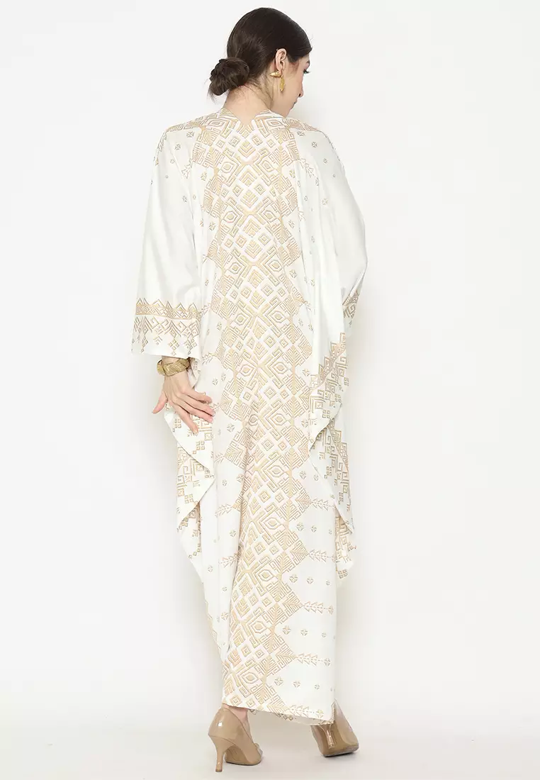 Kanzi Exclusive Long Sleeve Tapis Kaftan White