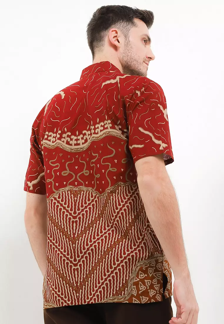 Meylika Kemeja Batik Premium Pria Casual Modern Lengan Pendek