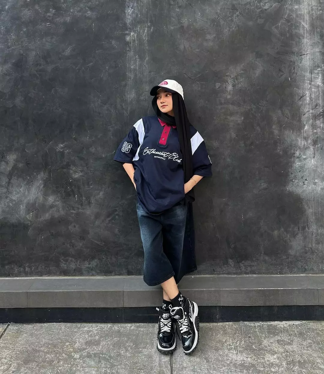 OOTDSUPPLY Oversize Rugby Polo Shirt Infinite 96 Navy-Red | Kaos Polo Pria dan Wanita OVZ-PSRNR025