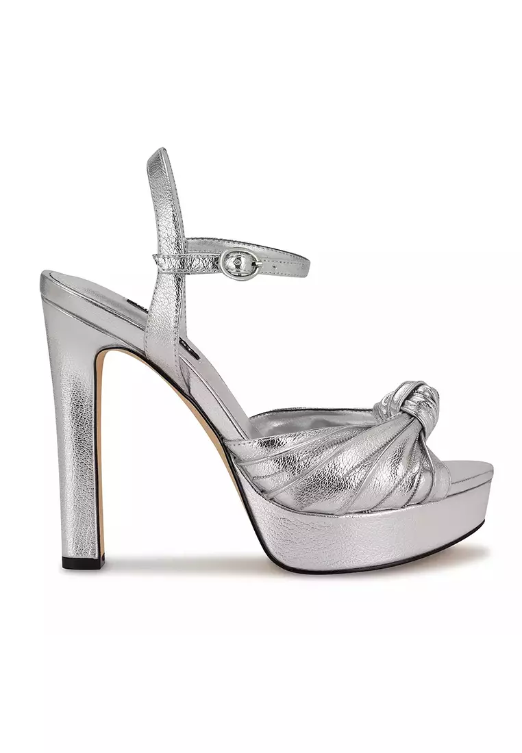 Discount on Nine West  shoes - SKU: Winne3 Open Toe Block Heel Dress Sandal Silver