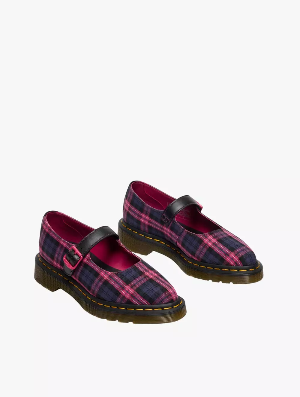 Dr. Martens Elphie MJ Black+Pink Multi Tartan Woven+Sendal