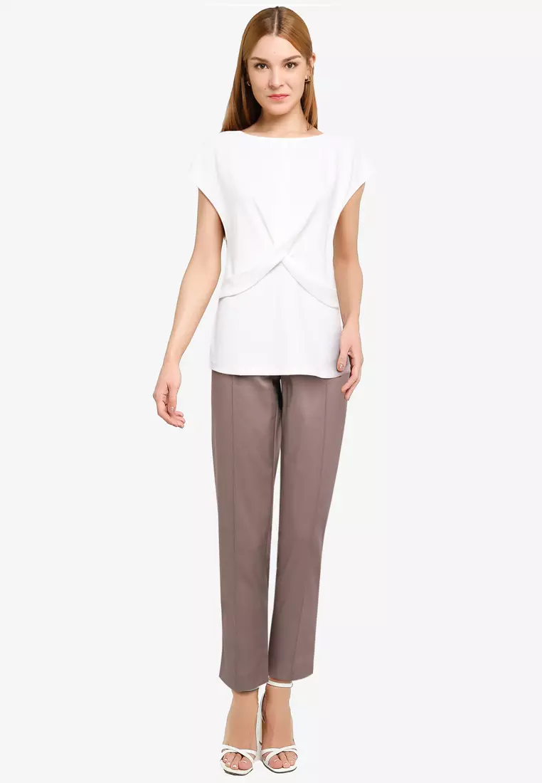 Texture Knit Cross-Front Tee