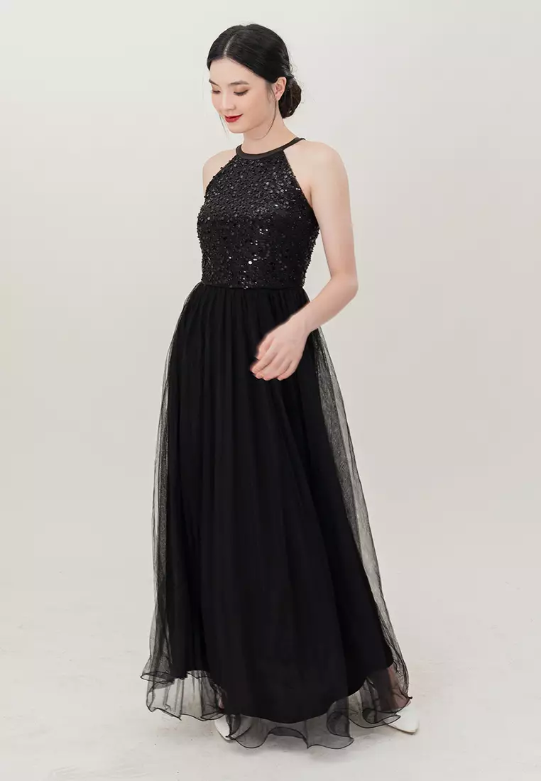 网纱长款晚礼服