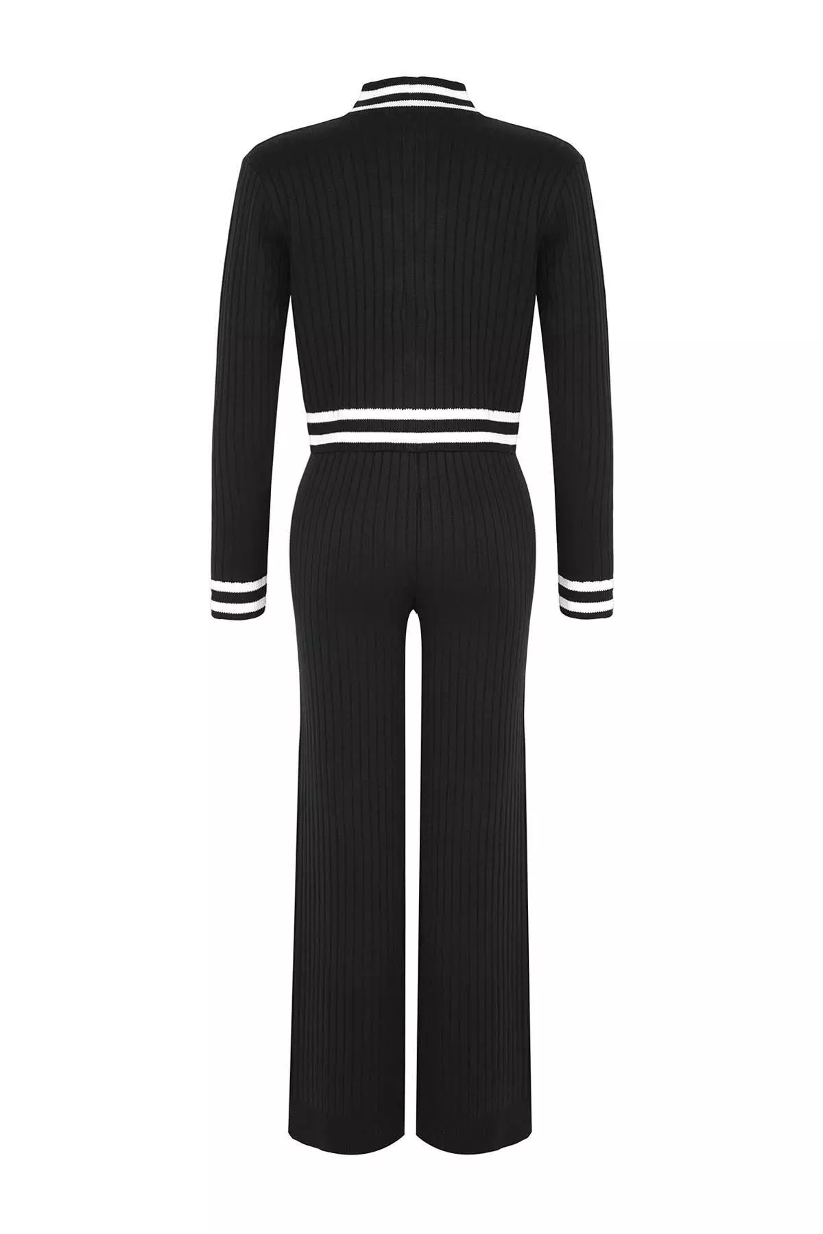 Black Zippered Knitwear Bottom Top Set